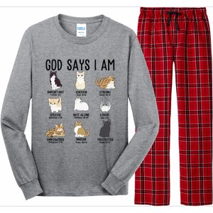 Girl God Says I Am Cute Cat Jesus Women N Christian Long Sleeve Pajama Set