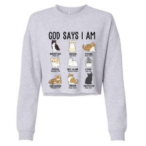 Girl God Says I Am Cute Cat Jesus Women N Christian Cropped Pullover Crew