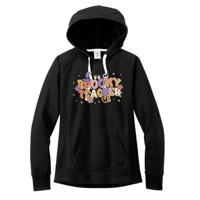 Groovy Ghost Spooky Teacher Retro Hippie Halloween Teach Women's Fleece Hoodie