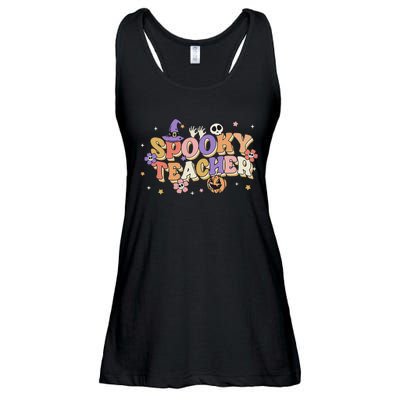 Groovy Ghost Spooky Teacher Retro Hippie Halloween Teach Ladies Essential Flowy Tank