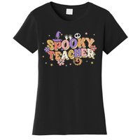 Groovy Ghost Spooky Teacher Retro Hippie Halloween Teach Women's T-Shirt