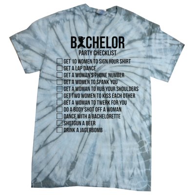 Groomsmen Groom Squat Men Bachelor Supplies Party Checklist Tie-Dye T-Shirt