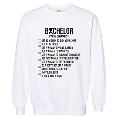 Groomsmen Groom Squat Men Bachelor Supplies Party Checklist Garment-Dyed Sweatshirt