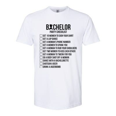 Groomsmen Groom Squat Men Bachelor Supplies Party Checklist Softstyle CVC T-Shirt