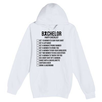 Groomsmen Groom Squat Men Bachelor Supplies Party Checklist Premium Pullover Hoodie