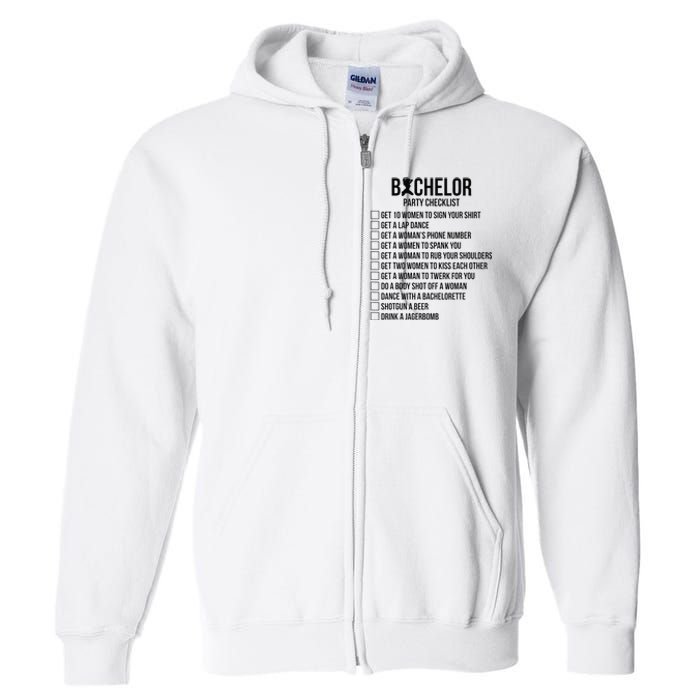 Groomsmen Groom Squat Men Bachelor Supplies Party Checklist Full Zip Hoodie