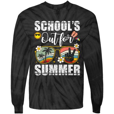 Graduation Gift Schools Out For Summer Students Teacher Tie-Dye Long Sleeve Shirt