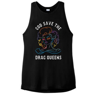 Groovy God Save The Drag Queens Premium Ladies PosiCharge Tri-Blend Wicking Tank