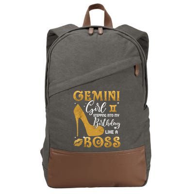 Gemini Girl Stepping Into My Birthday Like A Boss Heel Cotton Canvas Backpack