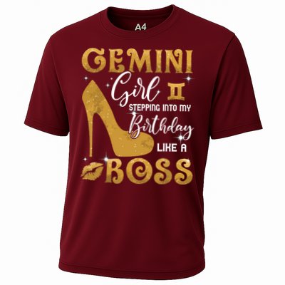 Gemini Girl Stepping Into My Birthday Like A Boss Heel Performance Shirt