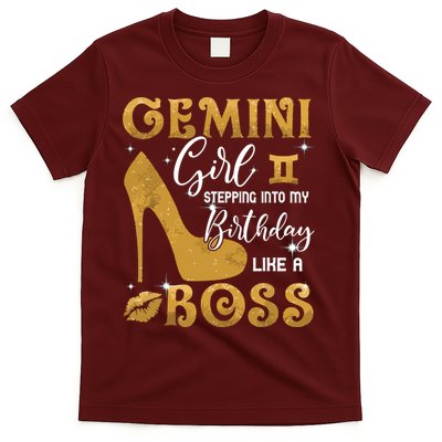 Gemini Girl Stepping Into My Birthday Like A Boss Heel T-Shirt