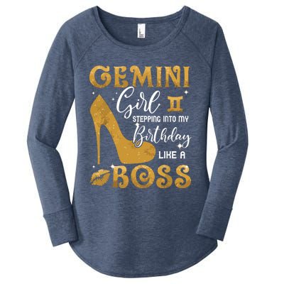 Gemini Girl Stepping Into My Birthday Like A Boss Heel Women's Perfect Tri Tunic Long Sleeve Shirt