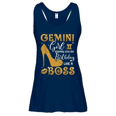 Gemini Girl Stepping Into My Birthday Like A Boss Heel Ladies Essential Flowy Tank