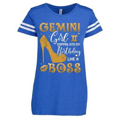 Gemini Girl Stepping Into My Birthday Like A Boss Heel Enza Ladies Jersey Football T-Shirt