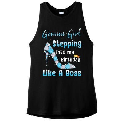 Gemini Girl Stepping Into My Birthday Like A Boss Ladies PosiCharge Tri-Blend Wicking Tank