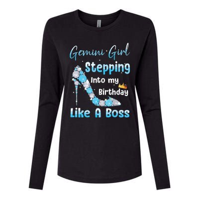 Gemini Girl Stepping Into My Birthday Like A Boss Womens Cotton Relaxed Long Sleeve T-Shirt