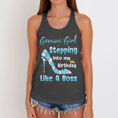 Gemini Girl Stepping Into My Birthday Like A Boss Women's Knotted Racerback Tank