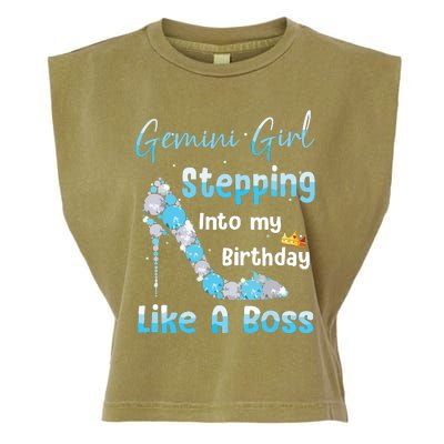 Gemini Girl Stepping Into My Birthday Like A Boss Garment-Dyed Women's Muscle Tee