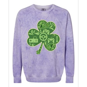 Gamer Game Shamrock St Patricks Day Irish Colorblast Crewneck Sweatshirt