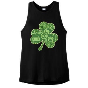 Gamer Game Shamrock St Patricks Day Irish Ladies PosiCharge Tri-Blend Wicking Tank