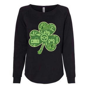 Gamer Game Shamrock St Patricks Day Irish Womens California Wash Sweatshirt