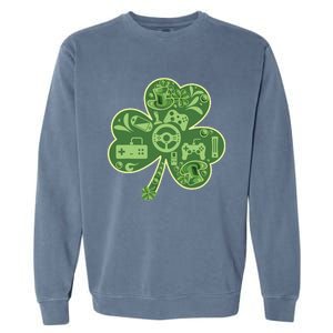 Gamer Game Shamrock St Patricks Day Irish Garment-Dyed Sweatshirt