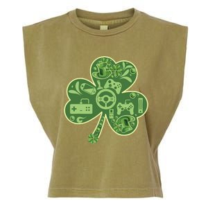 Gamer Game Shamrock St Patricks Day Irish Garment-Dyed Women's Muscle Tee