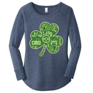 Gamer Game Shamrock St Patricks Day Irish Women's Perfect Tri Tunic Long Sleeve Shirt