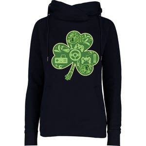 Gamer Game Shamrock St Patricks Day Irish Womens Funnel Neck Pullover Hood