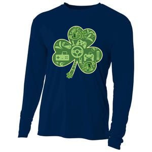 Gamer Game Shamrock St Patricks Day Irish Cooling Performance Long Sleeve Crew