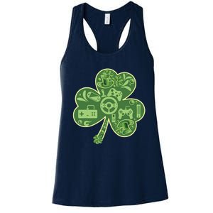 Gamer Game Shamrock St Patricks Day Irish Women's Racerback Tank