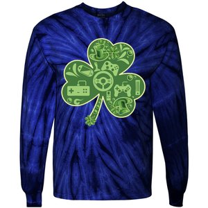 Gamer Game Shamrock St Patricks Day Irish Tie-Dye Long Sleeve Shirt