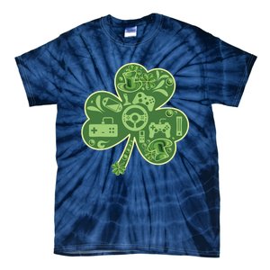 Gamer Game Shamrock St Patricks Day Irish Tie-Dye T-Shirt