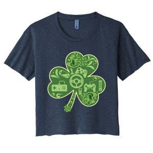 Gamer Game Shamrock St Patricks Day Irish Women's Crop Top Tee