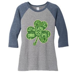 Gamer Game Shamrock St Patricks Day Irish Women's Tri-Blend 3/4-Sleeve Raglan Shirt