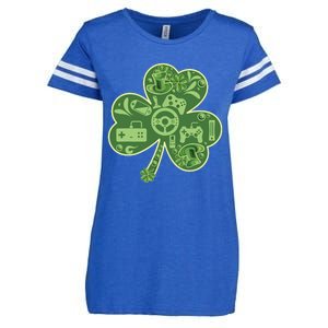 Gamer Game Shamrock St Patricks Day Irish Enza Ladies Jersey Football T-Shirt