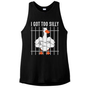 Goose Got Too Silly Funny Silly Goose Mugshot Meme Ladies PosiCharge Tri-Blend Wicking Tank