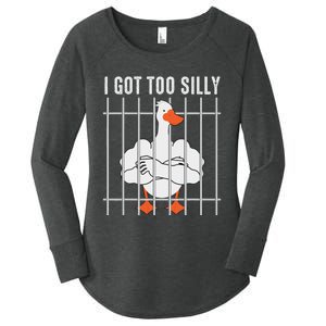 Goose Got Too Silly Funny Silly Goose Mugshot Meme Women's Perfect Tri Tunic Long Sleeve Shirt