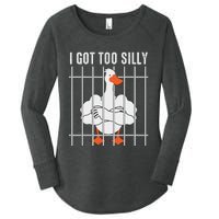 Goose Got Too Silly Funny Silly Goose Mugshot Meme Women's Perfect Tri Tunic Long Sleeve Shirt