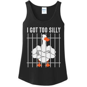 Goose Got Too Silly Funny Silly Goose Mugshot Meme Ladies Essential Tank