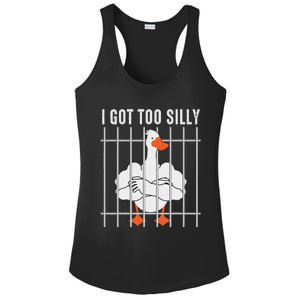 Goose Got Too Silly Funny Silly Goose Mugshot Meme Ladies PosiCharge Competitor Racerback Tank