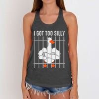 Goose Got Too Silly Funny Silly Goose Mugshot Meme Women's Knotted Racerback Tank