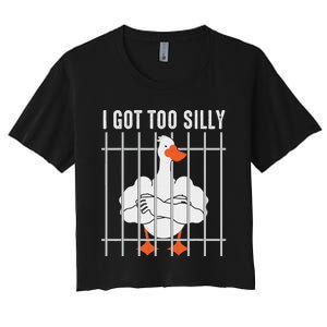 Goose Got Too Silly Funny Silly Goose Mugshot Meme Women's Crop Top Tee