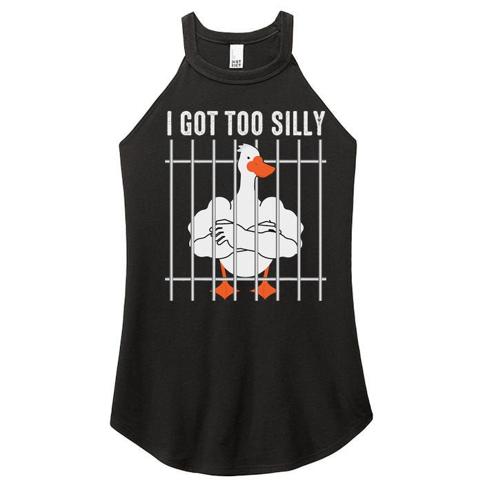 Goose Got Too Silly Funny Silly Goose Mugshot Meme Women's Perfect Tri Rocker Tank