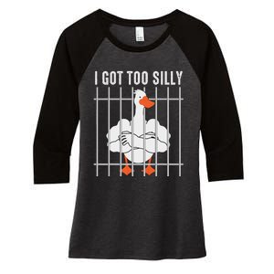 Goose Got Too Silly Funny Silly Goose Mugshot Meme Women's Tri-Blend 3/4-Sleeve Raglan Shirt