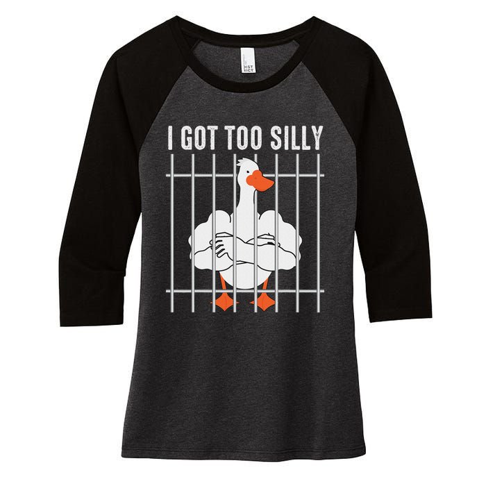 Goose Got Too Silly Funny Silly Goose Mugshot Meme Women's Tri-Blend 3/4-Sleeve Raglan Shirt