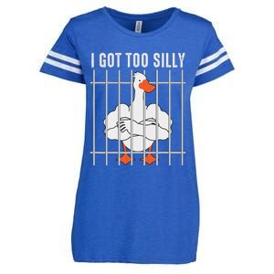 Goose Got Too Silly Funny Silly Goose Mugshot Meme Enza Ladies Jersey Football T-Shirt