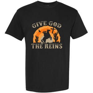 Give God The Reins Cowboy Retro For Christian Garment-Dyed Heavyweight T-Shirt