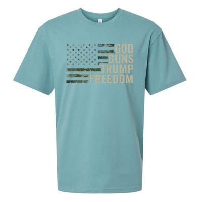 God Guns Trump Freedom Funny Camouflage Pro Gun Usa Flag Sueded Cloud Jersey T-Shirt