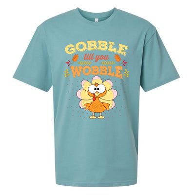 Gobble Gobble Till You Wobble Turkey Gift Idea Sueded Cloud Jersey T-Shirt